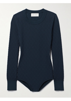 HIGH SPORT - Stretch-cotton Jacquard-knit Bodysuit - Blue - x small,small,medium,large,x large