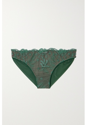 I.D. Sarrieri - + Net Sustain Siracusa Dream Embroidered Tulle Briefs - Green - x small,small,medium,large,x large