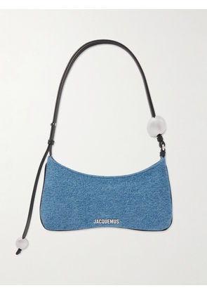 Jacquemus - Le Bisou Perle Embellished Leather-trimmed Denim Shoulder Bag - Blue - One size