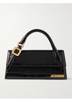 Jacquemus - Le Chiquito Long Embellished Croc-effect Patent-leather Tote - Black - One size