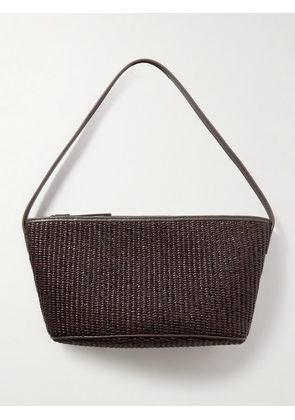 Brunello Cucinelli - Leather-trimmed Raffia Shoulder Bag - Brown - One size
