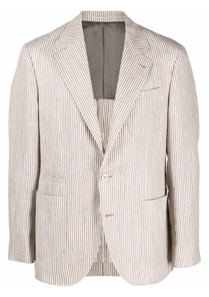 Brunello Cucinelli single-breasted striped blazer - Brown