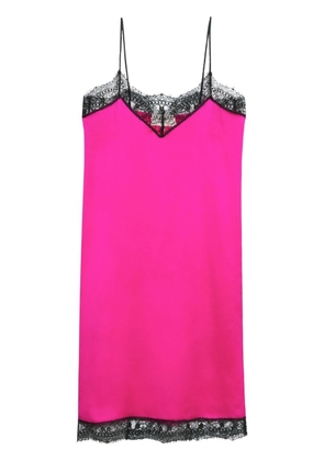 AMI Paris lace-trim silk slip dress - Pink