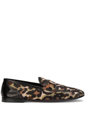 Dolce & Gabbana leopard print calf hair loafers - Black