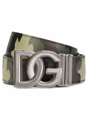 Dolce & Gabbana camouflage-print reversible belt - Green