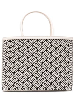 Elisabetta Franchi logo-patch monogram-pattern tote bag - White