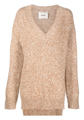 AERON V-neck marl-knit jumper - Neutrals