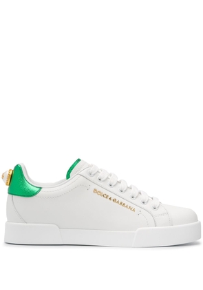 Dolce & Gabbana Portofino logo-tag leather sneakers - White