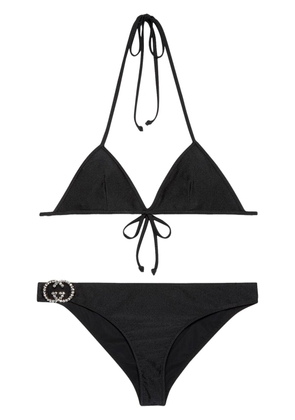 Gucci rhinestone interlocking G bikini set - Black