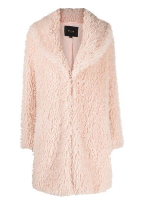 Maje shawl-lapels faux-shearling coat - Pink