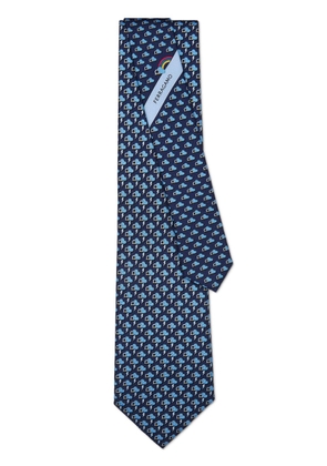 Ferragamo Thunderbolt-print silk tie - Blue