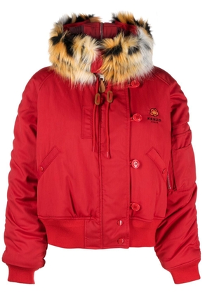 Kenzo faux-fur hooded padded jacket - Red