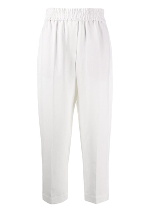 Brunello Cucinelli cropped stripe detail trousers - White