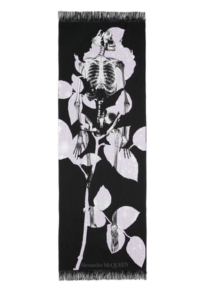 Alexander McQueen Celestial skeleton-print stole - Black