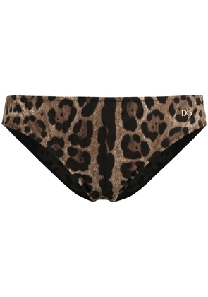 Dolce & Gabbana leopard-print bikini bottoms - Brown