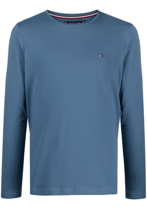 Tommy Hilfiger logo-embroidered long-sleeve T-shirt - Blue