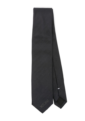 Moschino heart-embroidered silk tie - Black