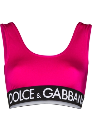 Dolce & Gabbana logo stripe sports bra - Pink
