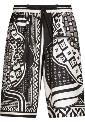 Dolce & Gabbana motif-print silk Bermuda shorts - Black