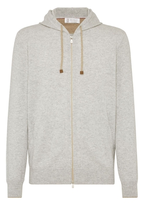 Brunello Cucinelli front zip cashmere hoodie - Grey