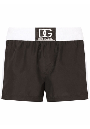 Dolce & Gabbana logo-patch colour-block swim shorts - Black