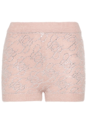 Blumarine monogram-embellished knitted mini shorts - Pink