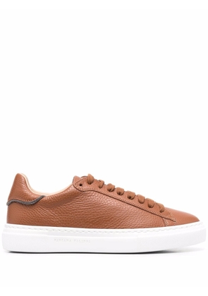 Fabiana Filippi embellished leather low-top sneakers - Brown