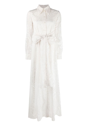 Alberta Ferretti floral-print long-sleeve dress - White