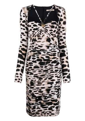 Roberto Cavalli leopard-print ruched dress - Neutrals