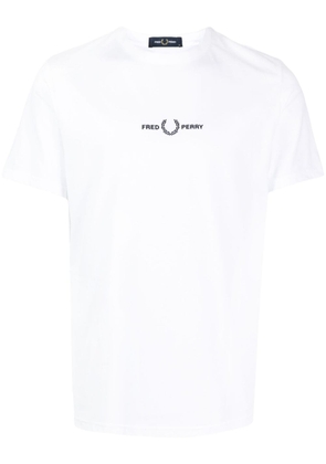 Fred Perry logo-embroidered cotton T-shirt - White