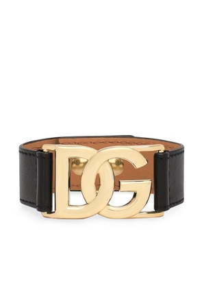 Dolce & Gabbana logo-plaque leather bracelet - Black