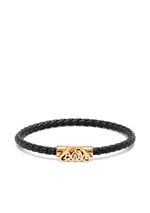 Alexander McQueen Seal-logo leather bracelet - Black
