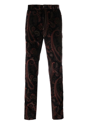 ETRO paisley-print velvet trousers - Black