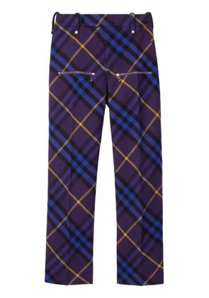 Burberry petite check-print wool trousers - Purple