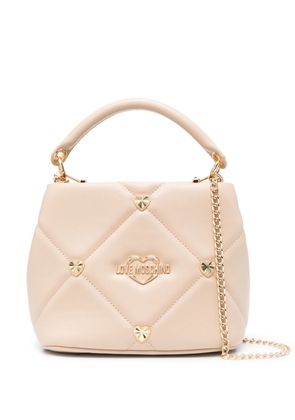 Love Moschino mini heart-plaque quilted tote bag - Neutrals