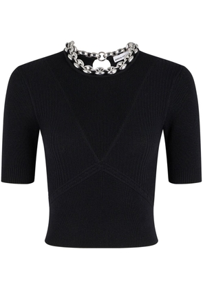 Rabanne chain-detail knitted top - Black