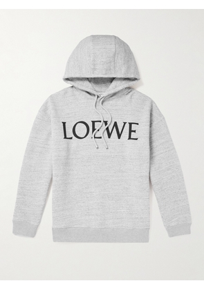 LOEWE - Logo-Print Cotton-Jersey Hoodie - Men - Gray - XXS