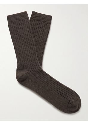 Hanro - Ribbed-Knit Socks - Men - Brown - EU 39-42