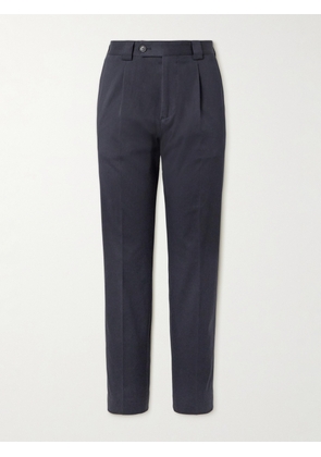 Paul Smith - Straight-Leg Pleated Stretch-Cotton Trousers - Men - Blue - UK/US 30