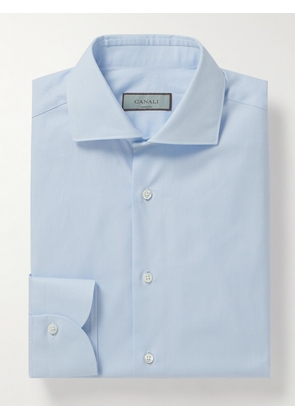 Canali - Cutaway-Collar Cotton-Twill Shirt - Men - Blue - EU 37