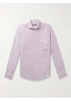 Canali - Crinkled-Linen Shirt - Men - Pink - S