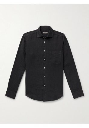 Canali - Crinkled-Linen Shirt - Men - Black - S