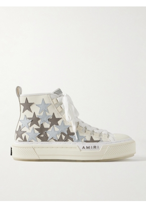 AMIRI - Stars Court Leather and Rubber-Trimmed Appliquéd Canvas High-Top Sneakers - Men - Neutrals - EU 40