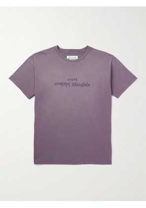 Maison Margiela - Logo-Embroidered Cotton-Jersey T-Shirt - Men - Purple - XS