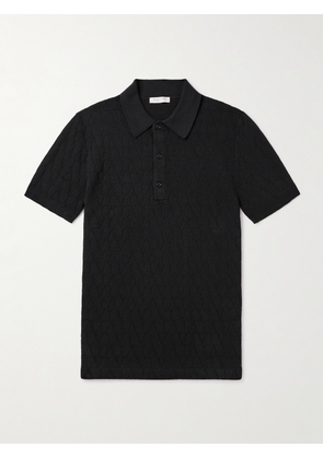Valentino Garavani - Toile Iconograph Logo-Jacquard Cotton-Blend Polo Shirt - Men - Black - S