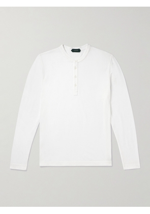Incotex - Zanone Garment-Dyed Cotton-Piqué Henley T-Shirt - Men - White - IT 44