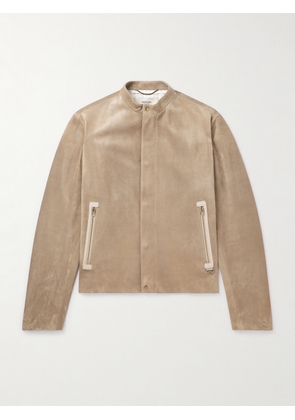 Agnona - Leather-Trimmed Suede Jacket - Men - Neutrals - IT 46