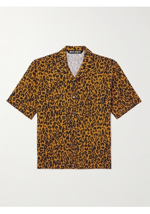 Palm Angels - Camp-Collar Cheetah-Print Linen and Cotton-Blend Shirt - Men - Orange - FR 46