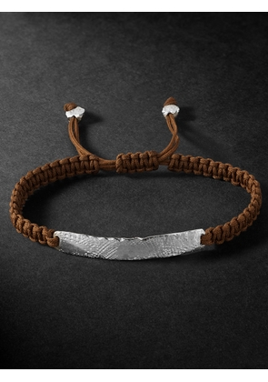 Elhanati - Mezuzah White Gold and Braided Cord Bracelet - Men - Brown