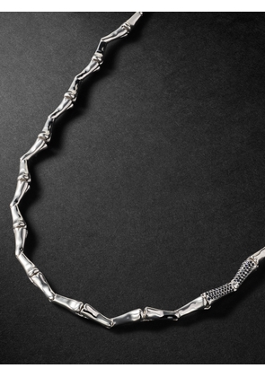 PATTARAPHAN - Solo Pavé Chunky Remnants Rhodium-Plated Sapphire Necklace - Men - Silver